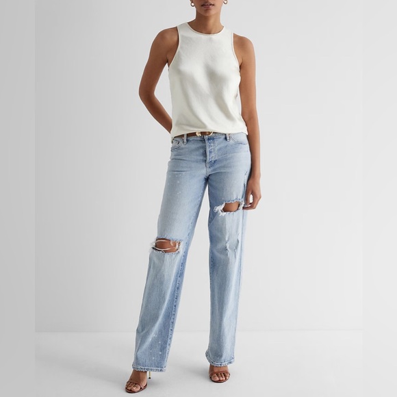 *NWT* XS Satin Swan White Crew Neck Tank - Picture 2 of 5